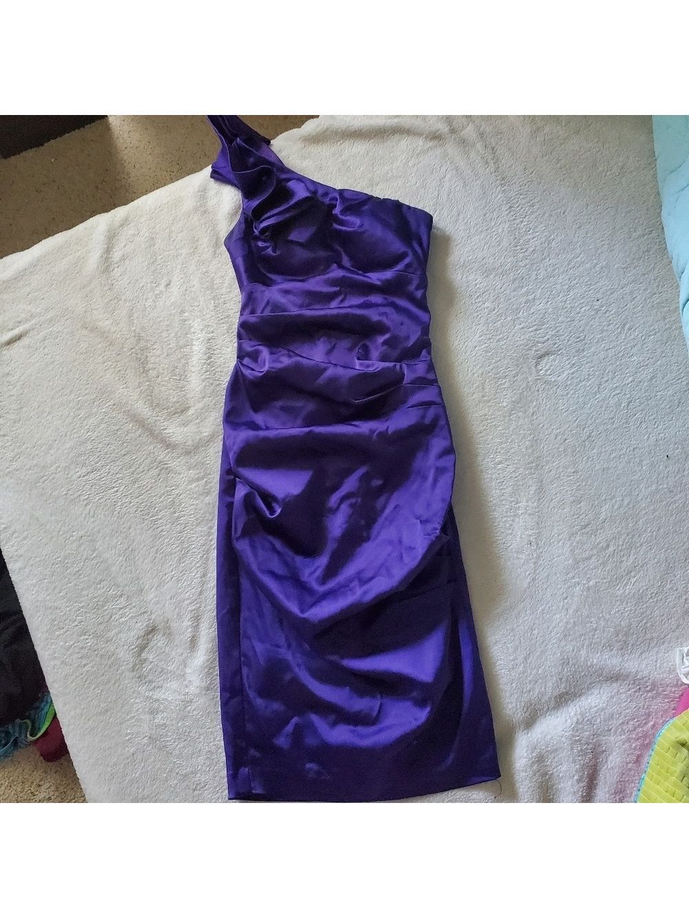 Cache One Shoulder Ruffle Dress Purple - Picture 2 of 7